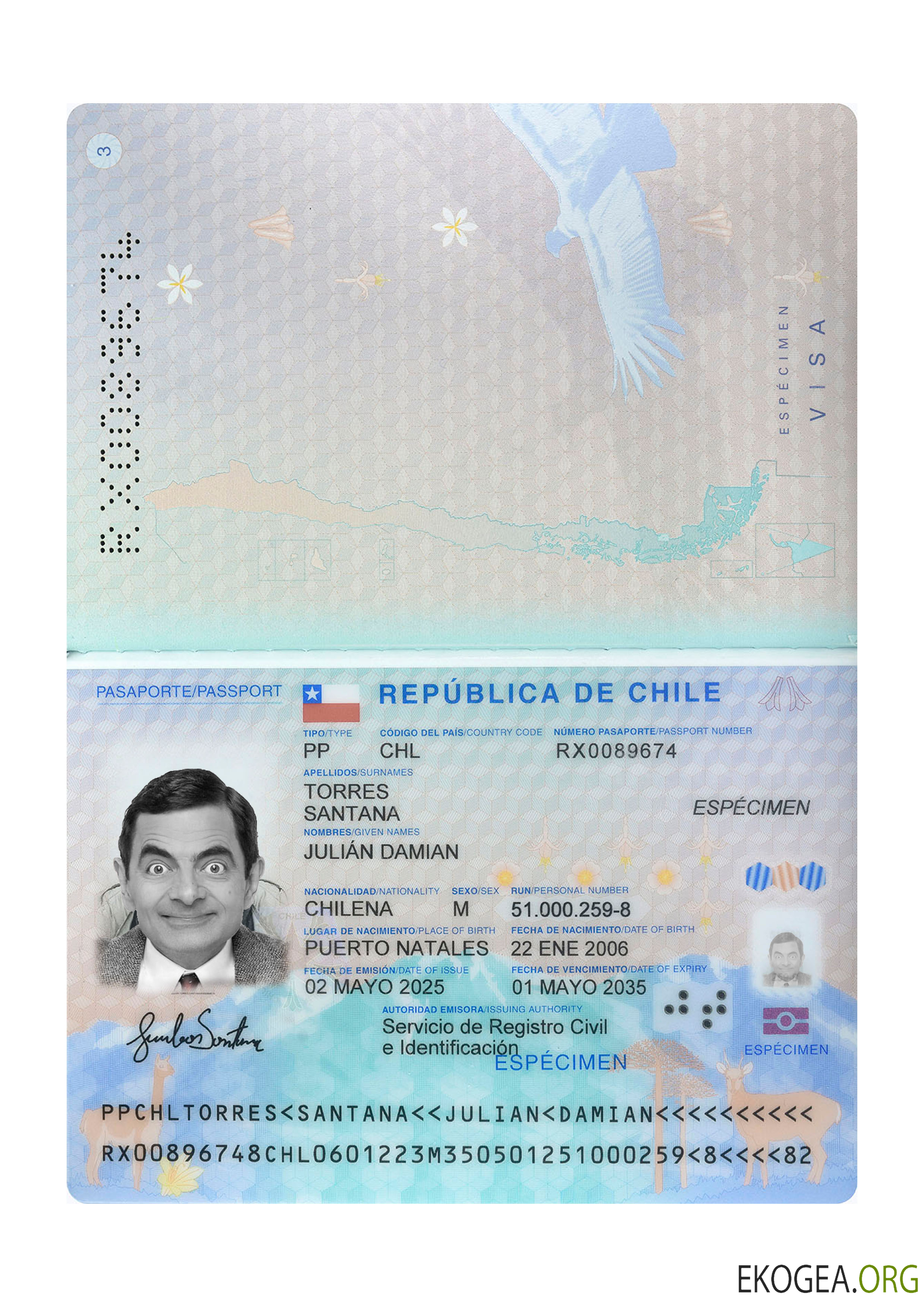 Passeport chilien 2025 présent